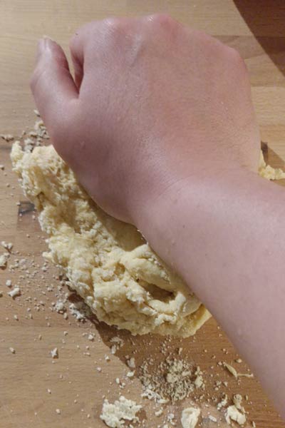 Kneading pasta dough