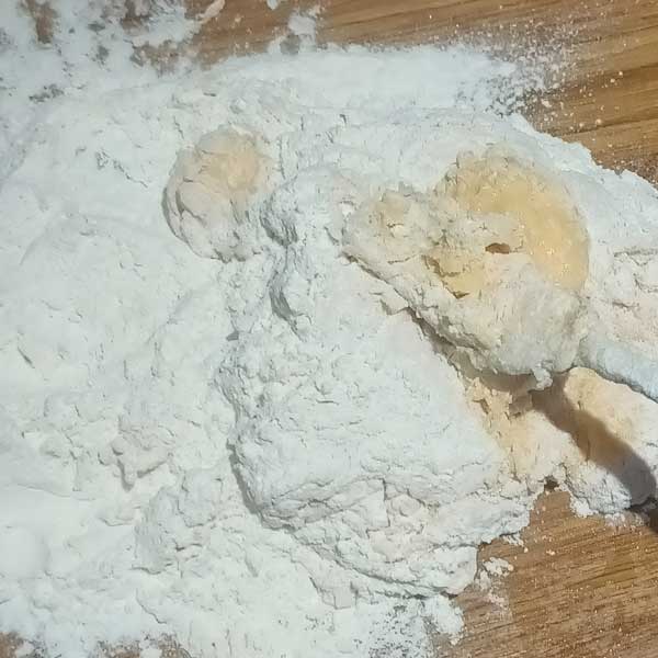 Messy fork from pasta dough