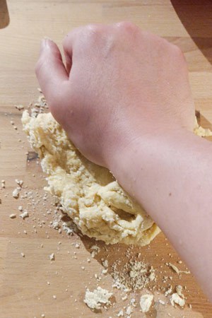 Kneading pasta dough by hand