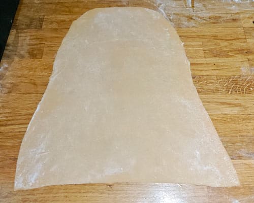 Homemade pasta ready for cutting