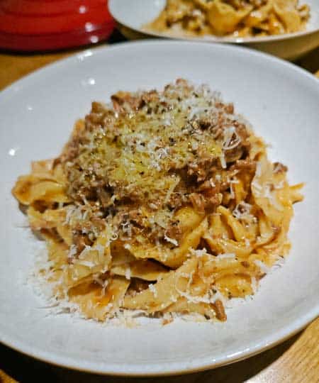 Fresh homemade pasta in bowl