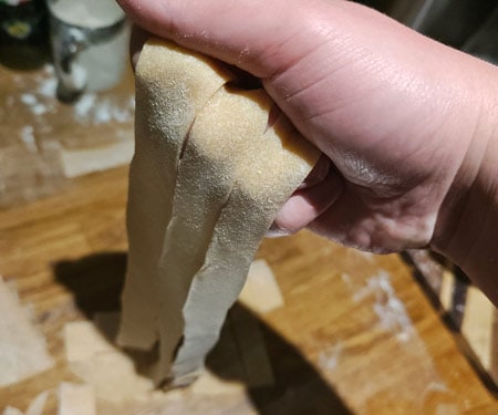 Strands of fresh homemade pasta