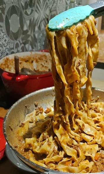 Serving homemade pasta