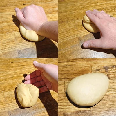 Shaping pasta dough by hand